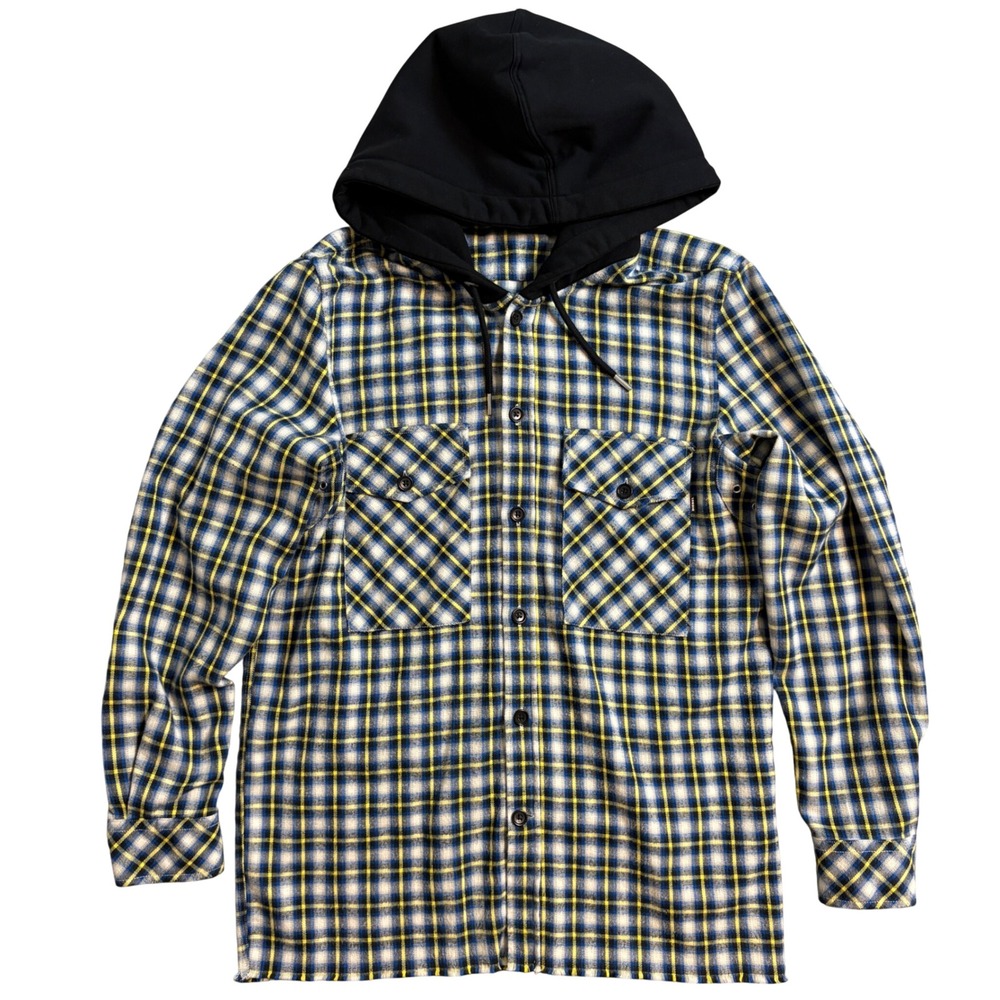 DIESEL Men's Plaid Flannel Shirt with Black Hood Size M "muffinheads"